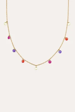 Singularu Joalharia E Bijuteria-Color Bits Gold Plated Steel Necklace estampado