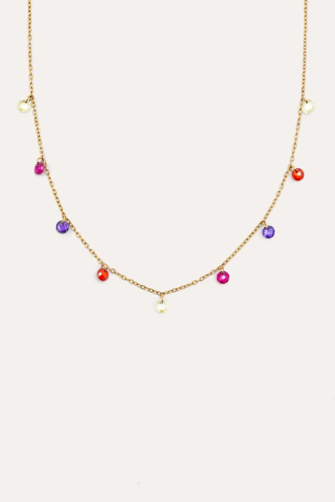 Singularu Joalharia E Bijuteria-Color Bits Gold Plated Steel Necklace estampado