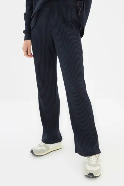 Trendyol Pijamas-Conjunto de pijama com capuz canelado azul