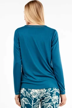 Gisela Pijamas-Conjunto de pijama com calça contrastantes estampado