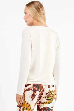 Gisela Pijamas-Conjunto de pijama com estampado de tigre bege