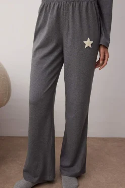 Trendyol Pijamas-Conjunto de pijama com estrelas bordadas em antracite cinzento