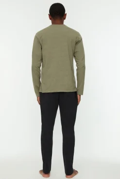 Trendyol Pijamas-Conjunto de pijama cáqui estampado de corte regular bege