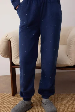 Trendyol Pijamas-Conjunto de pijama de inverno de bolinhas com bolinhas azuis azul