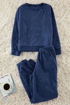 Trendyol Pijamas-Conjunto de pijama de inverno de bolinhas com bolinhas azuis azul