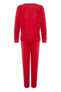 Trendyol Pijamas-Conjunto de pijama de inverno de bolinhas com bolinhas vermelhas vermelho