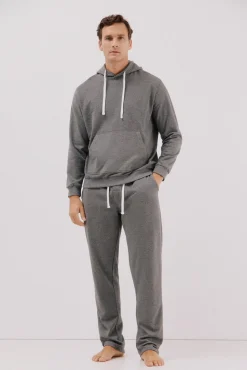 Cortefiel Pijamas-Conjunto de pijama de malha polar Cinzento