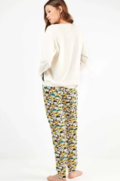 Gisela Pijamas-Conjunto de pijama de malha interlock Peanuts bege