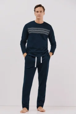 Cortefiel Pijamas-Conjunto de pijama de malha polar Azul