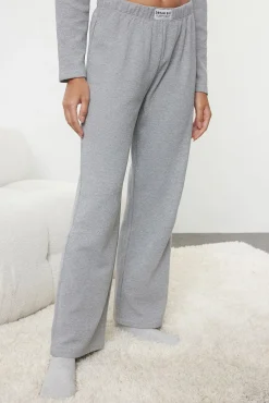 Trendyol Pijamas-Conjunto de pijama de pelúcia cinza cinzento