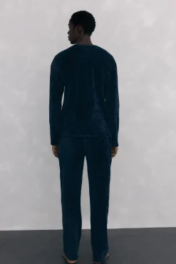 Pedro del Hierro Pijamas-Conjunto de pijama de veludo Azul