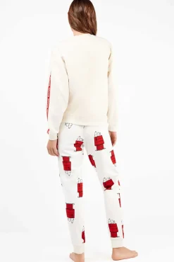 Gisela Pijamas-Conjunto de pijama elástica extramacia da casa Snoopy bege