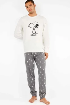 Gisela Pijamas-Conjunto de pijama masculino com estampado do Snoopy branco