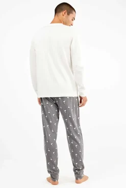 Gisela Pijamas-Conjunto de pijama masculino com estampado do Snoopy branco