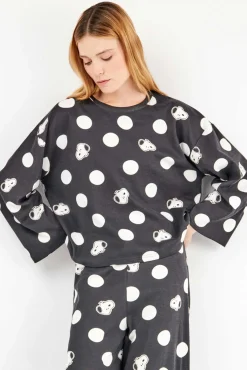 Gisela Pijamas-Conjunto de pijama maxi top do Snoopy branco