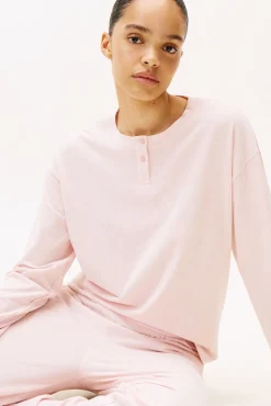 Tommy Jeans Pijamas-Conjunto de pijama modal de manga comprida rosa