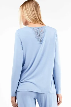 Gisela Pijamas-Conjunto de pijama monocromático azul