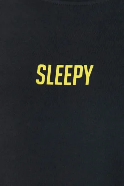 Trendyol Pijamas-Conjunto de pijama com estampado de slogan e corte regular de 2 camadas preto