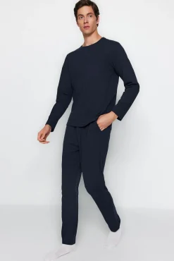 Trendyol Pijamas-Conjunto de pijama regular fit marinho azul