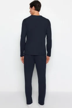 Trendyol Pijamas-Conjunto de pijama regular fit marinho azul