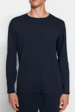 Trendyol Pijamas-Conjunto de pijama regular fit marinho azul