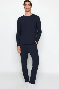 Trendyol Pijamas-Conjunto de pijama regular fit marinho azul