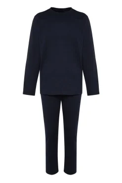 Trendyol Pijamas-Conjunto de pijama regular fit marinho azul