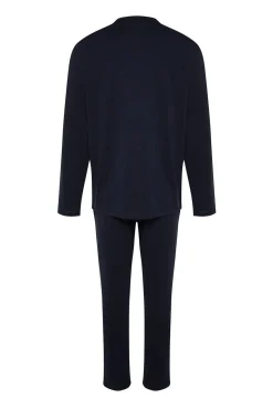 Trendyol Pijamas-Conjunto de pijama regular fit marinho azul