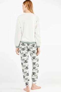 Gisela Pijamas-Conjunto de pijama Sylvester em malha interlock bege