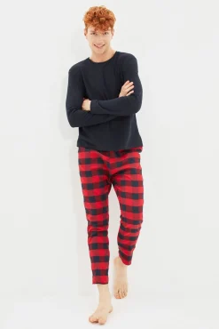 Trendyol Pijamas-Conjunto de pijama xadrez multicolorido estampado