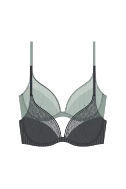 Dorina Roupa Interior-Conjunto Madison de duas peças com enchimento e decote profundo cinzento