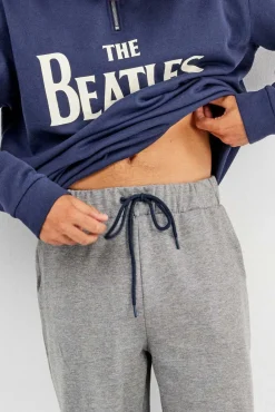 Gisela Pijamas-Conjunto masculino dos Beatles com interior de pelúcia escovada estampado