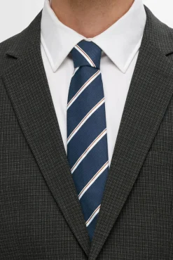 Selected Gravatas-Corbata de rallas confeccionada con materiales reciclados. Azul