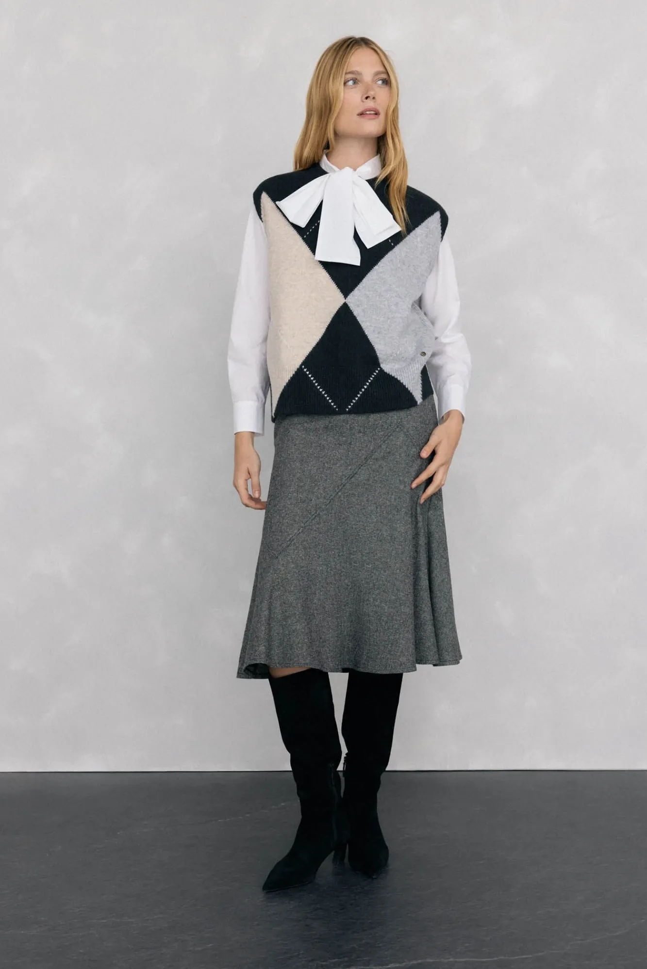 Pedro del Hierro Fatos|Saias-Cortes de saia com bainha baixo Cizento