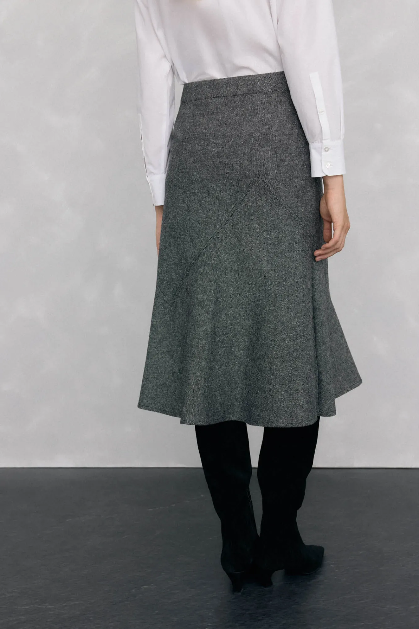 Pedro del Hierro Fatos|Saias-Cortes de saia com bainha baixo Cizento