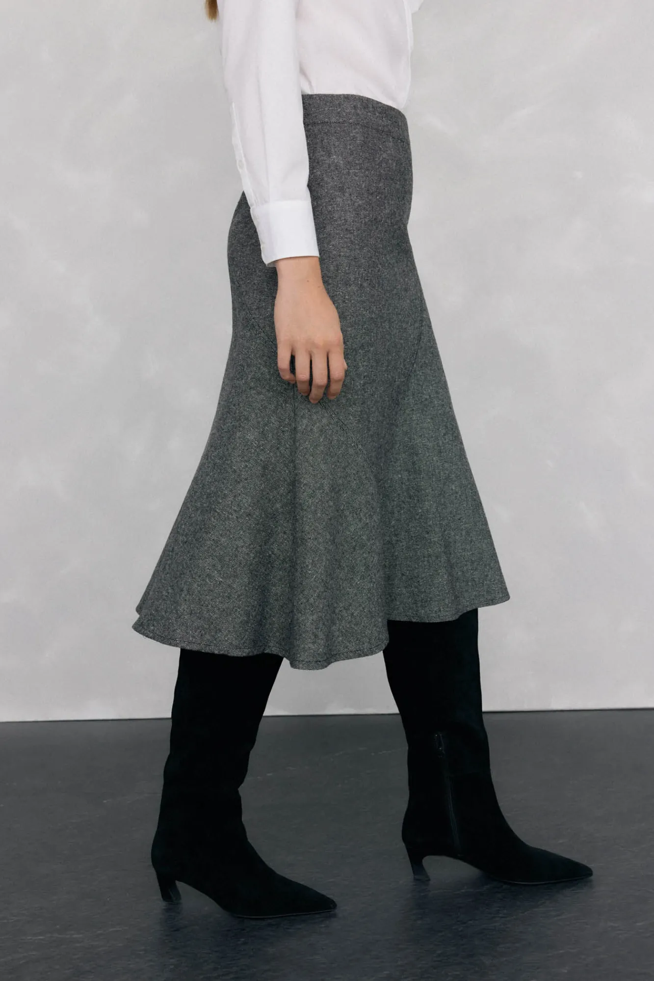 Pedro del Hierro Fatos|Saias-Cortes de saia com bainha baixo Cizento