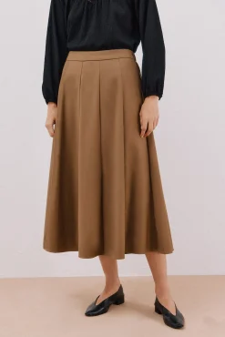 Cortefiel Saias-Cortes de saia longa Castanho