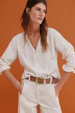 Hoss Intropia Blusas-Covadonga. Blusa bordada Ecru