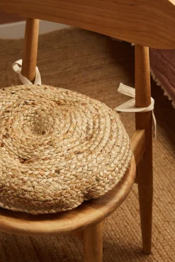 Calma House Almofadas-Coxim de cadeira redonda Ural cru