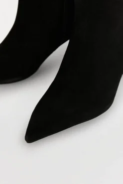 Pedro del Hierro Botas|Calçado De Couro-croute de camurça com salto gatinho Preto