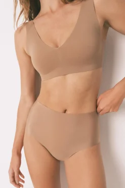 Women'secret Roupa Interior-Cueca bege de cintura alta e corte limpo cru