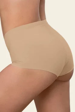 Leonisa Roupa Interior-Cueca boxer de cintura alta com efeito invisível bege