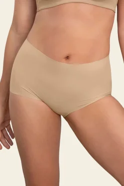 Leonisa Roupa Interior-Cueca boxer de cintura alta com efeito invisível bege
