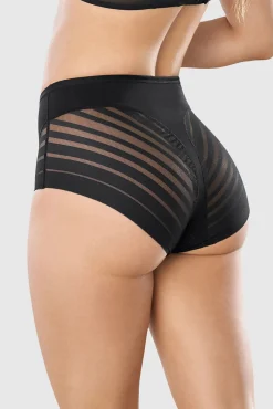 Leonisa Roupa Interior-Cueca cinta clássica com controle moderado da barriga e faixas de tule preto