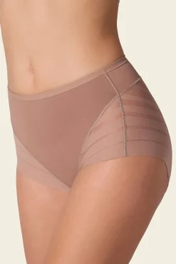 Leonisa Roupa Interior-Cueca cinta clássica com controle moderado da barriga e faixas de tule cru