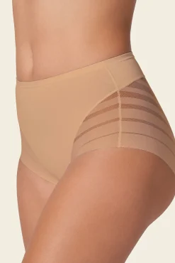 Leonisa Roupa Interior-Cueca cinta clássica com controle moderado da barriga e faixas de tule cinzento