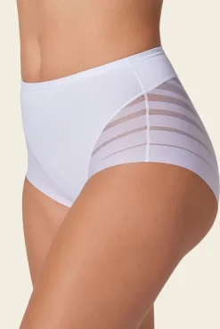 Leonisa Roupa Interior-Cueca cinta clássica com controle moderado da barriga e faixas de tule branco