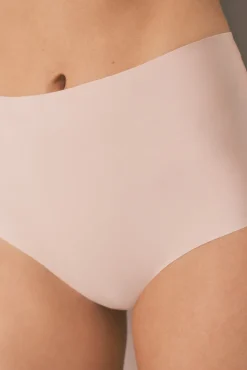 Women'secret Roupa Interior-Cueca marrom de corte limpo e cintura alta cru