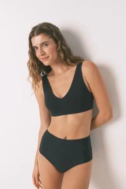Women'secret Roupa Interior-Cueca preta de corte limpo e cintura alta preto