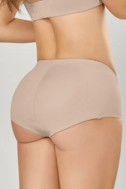 Leonisa Roupa Interior-Cueca push-up clássica com bojo removível bege